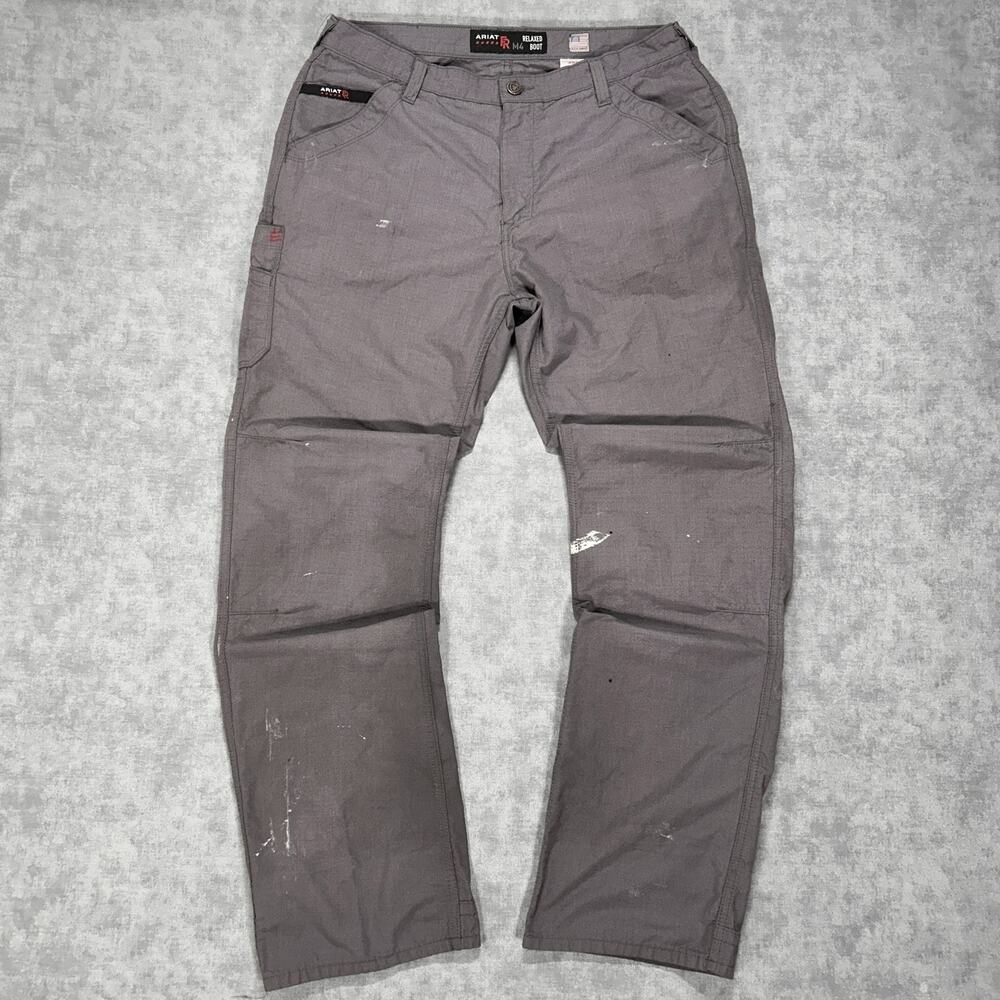 Ariat FR M4 Relaxed Bootcut grey ripstop utility work carpenter pants mens 36x36